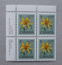 canada stamp #783ii - Canada Lily (1979) 3¢ DF/F Plate Block MNH OG