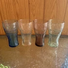 Coca-Cola Vintage Glasses Set of 4;  Clear, Amethyst, Blue, Green, 6" Tall