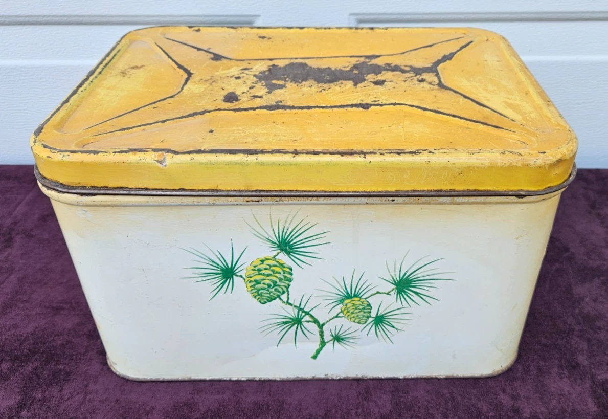 Vintage Decoware Metal Bread Box / Hinged Lid Garden Utility Pinecones Yellow
Opens in a new window
