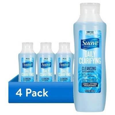 (4 pack) Suave Essentials Daily Clarifying & Cleansing Shampoo, 22.5 fl oz