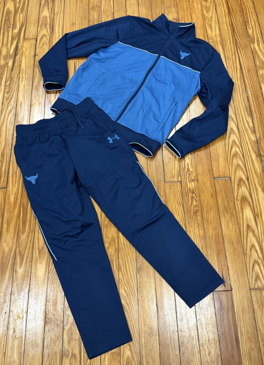 Under Armour Project Rock Loose Blue/Navy Track Suit Set Men's Large