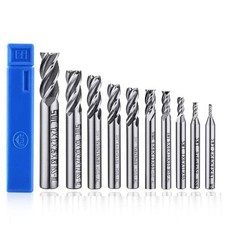 10pcs 4-Flute End Mill Set, Metric CNC Milling Cutter Drill Bits Router Bits Cut