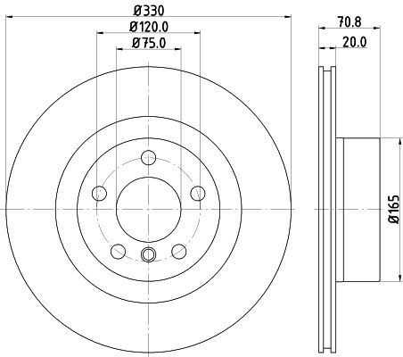 HELLA 8DD 355 129-811 BRAKE DISC Rear (PAIR)