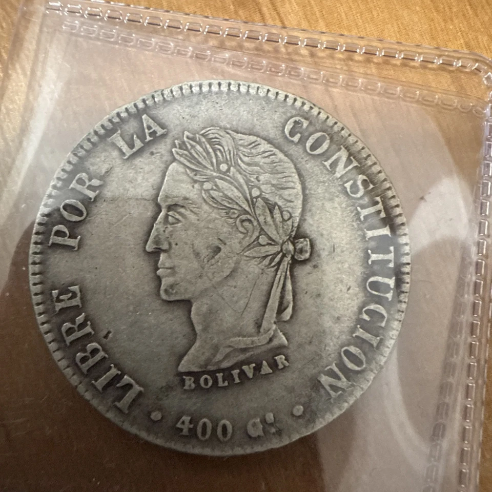 Rare Boliva 1863 Potosi 8 Soles - Silver Coin w/ Simon Bolivar & Lettered Edge! - Image 4 of 4