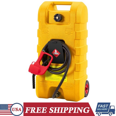 #ad #ad 15 Gal Fuel Caddy Portable Gas Storage Tank Fuel Transfer Tanks w Pump amp; Wheels $109.99