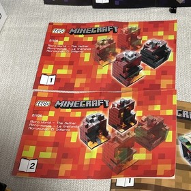 LEGO Minecraft Micro World Lot: The Nether 21106 Manual,21105 Complete Box 21102