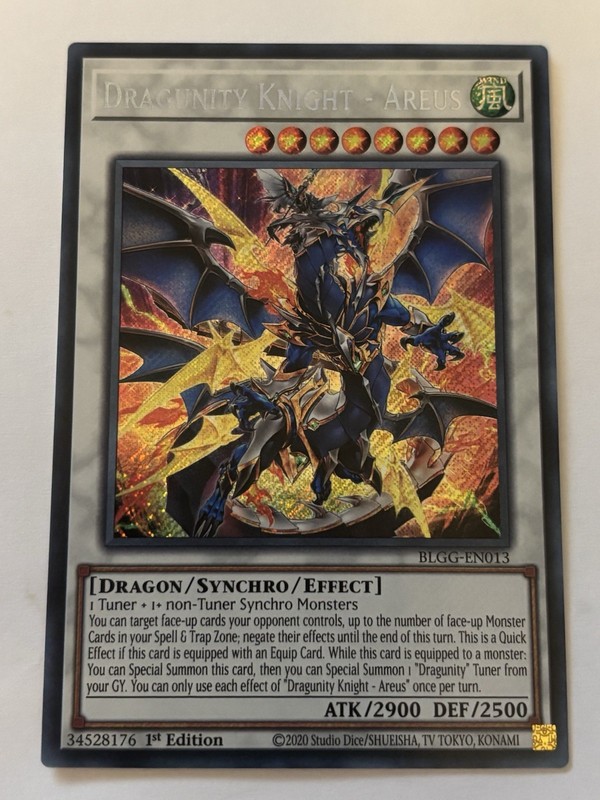 ☆ BLGG-EN013 - Dragunity Knight – Areus  Secret Rare 1st Ed YuGiOh ☆