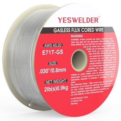YESWELDER Gasloser Fülldraht 0,8mm E71T-GS - 0,9kg Spule für MIG/MAG Baustahl