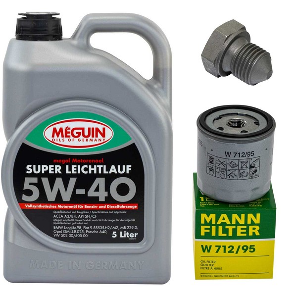 MotoröL Filter Set Meguin 5W-40 5 Liter + Schraube FüR Audi A1 A3 1.0 1.4 Tfsi-image