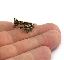 Minimalist Leaf Ring Adjustable Ring Antique Bronze Plated Brass 7US size 2639