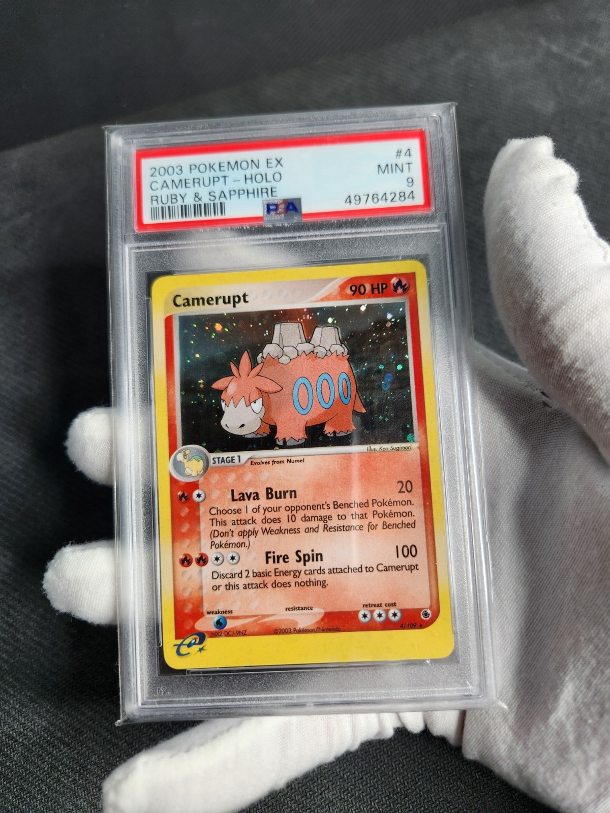 2003 Pokemon Ex Ruby & Sapphire PSA 9 Camerupt Holo Rare #4 Mint Pokémon Card