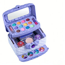 Washable Kids Makeup Kit for Girls Princess Cosmetics Case Non-Toxic Toy Set