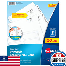 Avery Big Tab bedruckbare große weiße Etikettenteiler für 3 Ringordner 8 Register