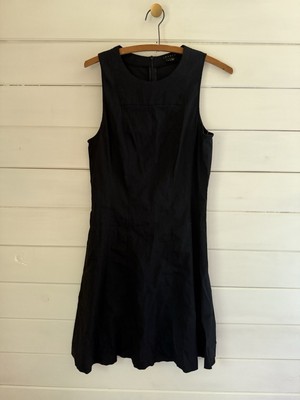 THEORY Modern Tea Dress Solid Black Linen Blend Fit & Flare Sz 6 Sleeveless  | eBay