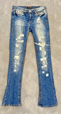 Vintage Roberto Cavalli Women  s Distressed Jeans With Silver Sequin Detail IT 44