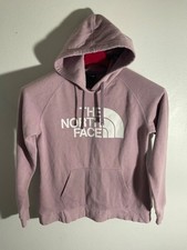 The North Face Womens Pink Hoodie Size L Pullover Fleece With Logo