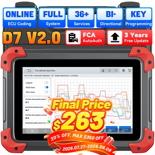 XTOOL D7 V2.0 Auto Full System Scan Tool Bidirectional OBD2 Scanner Key Program