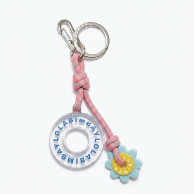 Bimba Y Lola Cord Keychain & Bag Charm   Clear Logo Ring & Flower Charm