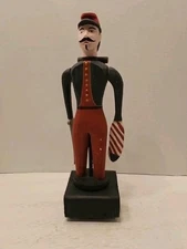 Folk Art Wood Carved Hand Painted Soldier Whirligig Approx. 12" Tall