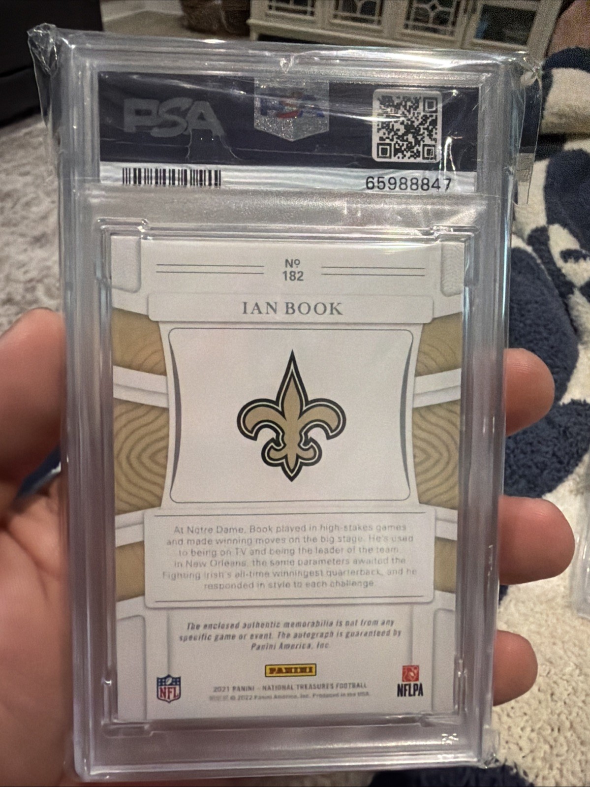 2021 Panini National Treasures #182 Ian Book Rookie Patch Auto RPA /99 PSA 8 view 2