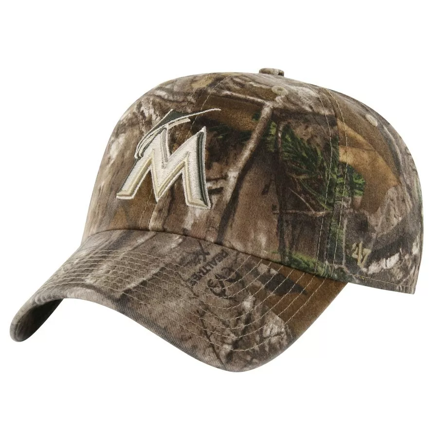 Miami Marlins 47 Brand Realtree Camo MLB Franchise Fitted Hat Cap size L