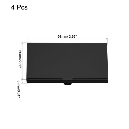 4Pcs Professional Pocket Metal Business Card Case Holder Slim Wallet Black - Picture 2 of 5