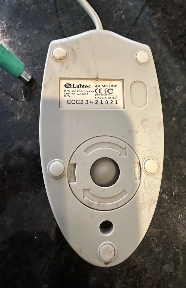 Vintage Labtec 3 Button Ball Wired Computer Mouse PS/2 Connect M-CAC64-tested - Image 2 of 3