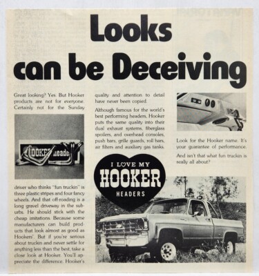 1977 Hooker Headers Chevrolet Chevy Pickup Original Print Ad Retro 70's