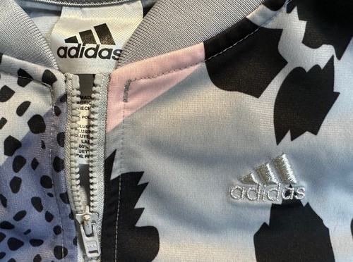 Adidas Youth Purple Grey Pink Animal Print Track Jacket Large (14) - Picture 3 of 7