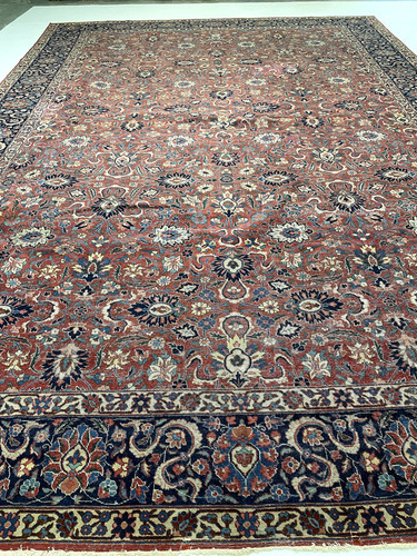 Antique Oriental Hand-Knotted Wool Area Rug Red/Blue/Ivory/Green 11'10" x 17'2"