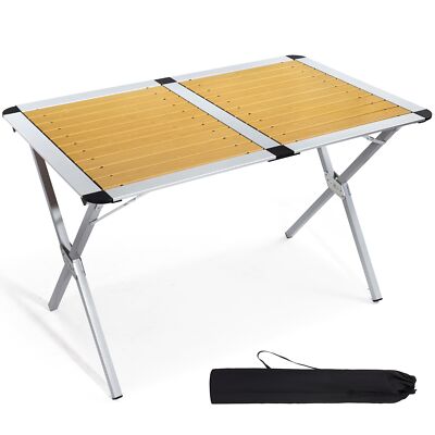 TIMBER RIDGE 110x70cm Folding Camping Table, Aluminium Roll Up