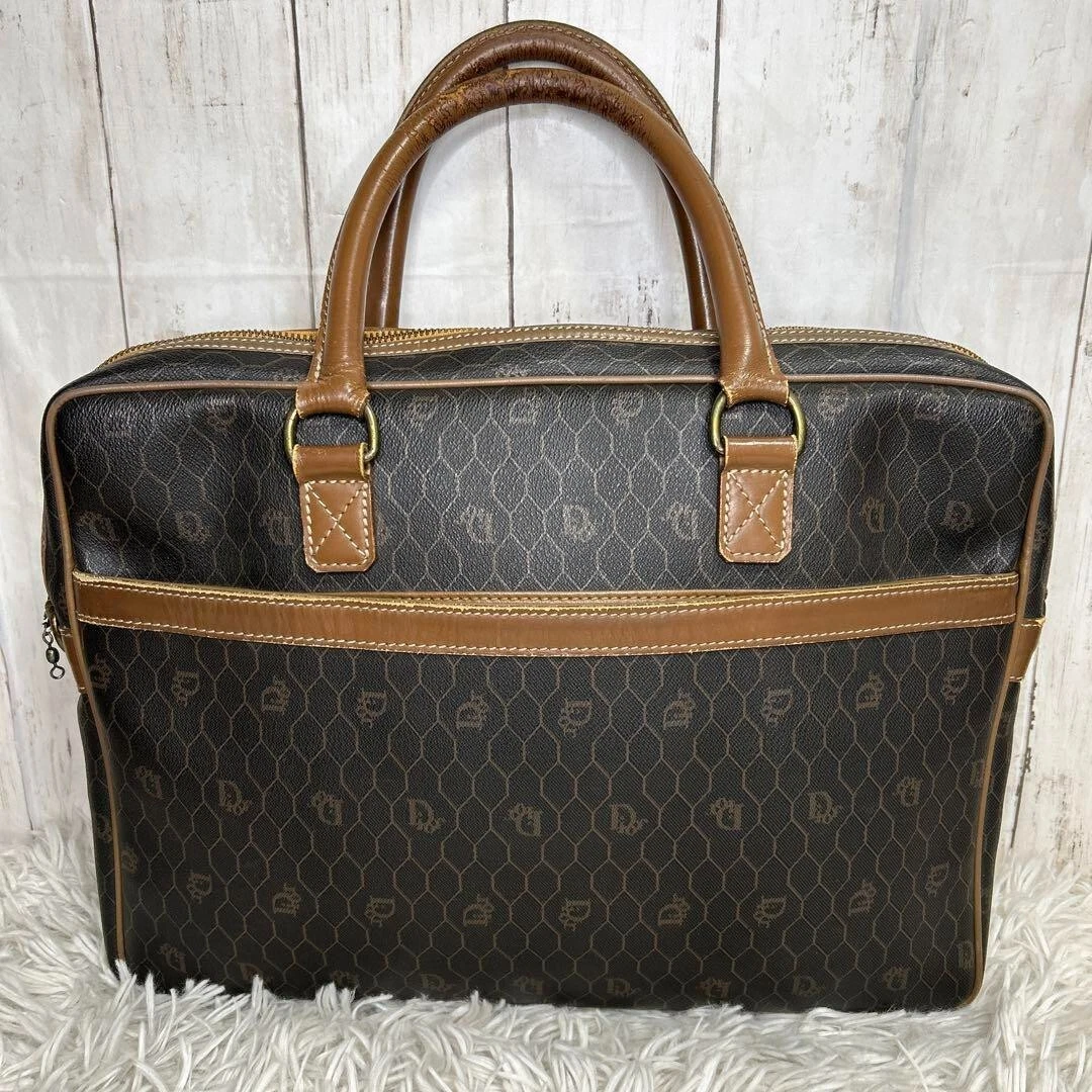 Christian Dior Sac Business Nid d'abeille PVC Cuir Noir JAPON OCCASION 202501M