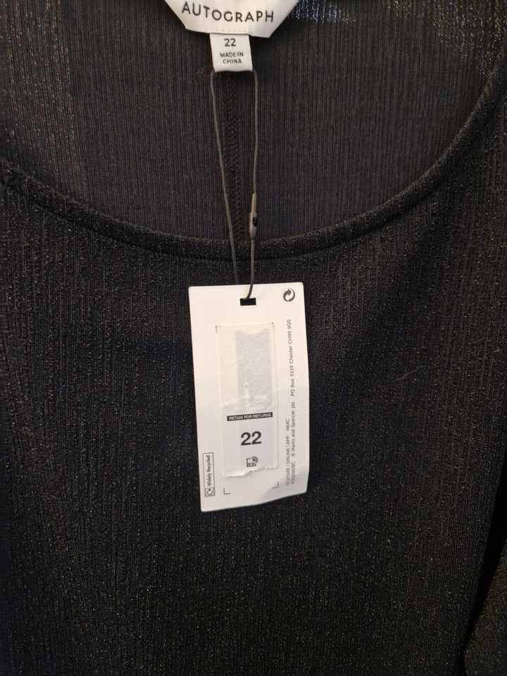 AUTOGRAPH LONGLINE/ EASYFIT BLACK JERSEY TOP WITH STRETCH. SIZE 22. NWT eBay