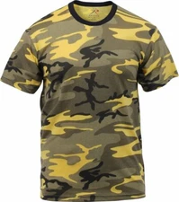 Mens Stinger Yellow Camouflage Tactical Military Short Sleeve T-Shirt