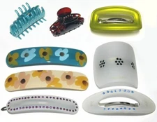 Hair Barrette Metal Women Claw Jaw Clip Colorful Sparkle Vintage Made in France