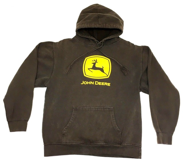 John Deere Womens Hoodie Graphic Pullover Deer Logo Brown Size Medium
