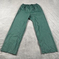 Columbia Mens Rain Over Pants L PVC Nylon Waterproof Green Snap Ankle Hike Camp