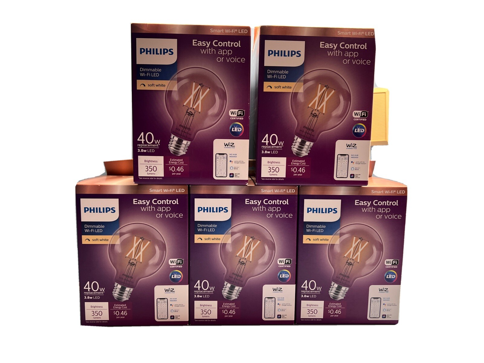 Philips G25 LED Smart Bulb 40W Dimmable Wi-Fi Wiz Soft White Light-image