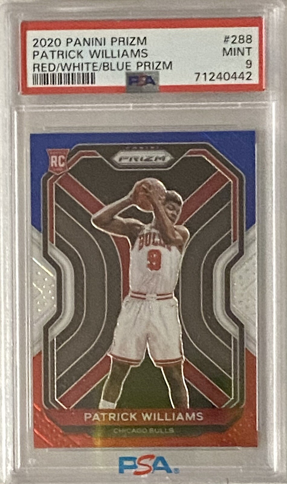 Patrick Williams RC #288 2020-21 Panini Prizm NBA Red White Blue RWB PSA 9