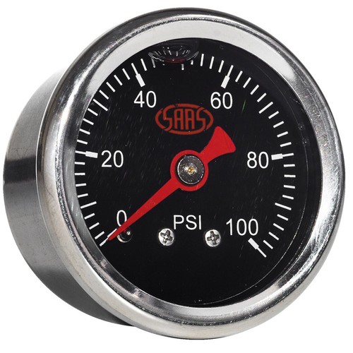 Genuine SAAS SG100B Black Face Gauge Liquid Filled Fuel Pressure 0 > 100 PSI EFI - Picture 8 of 8