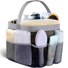 Mesh Shower Caddy Portable for College Dorm Room Essentials with 8 Grey