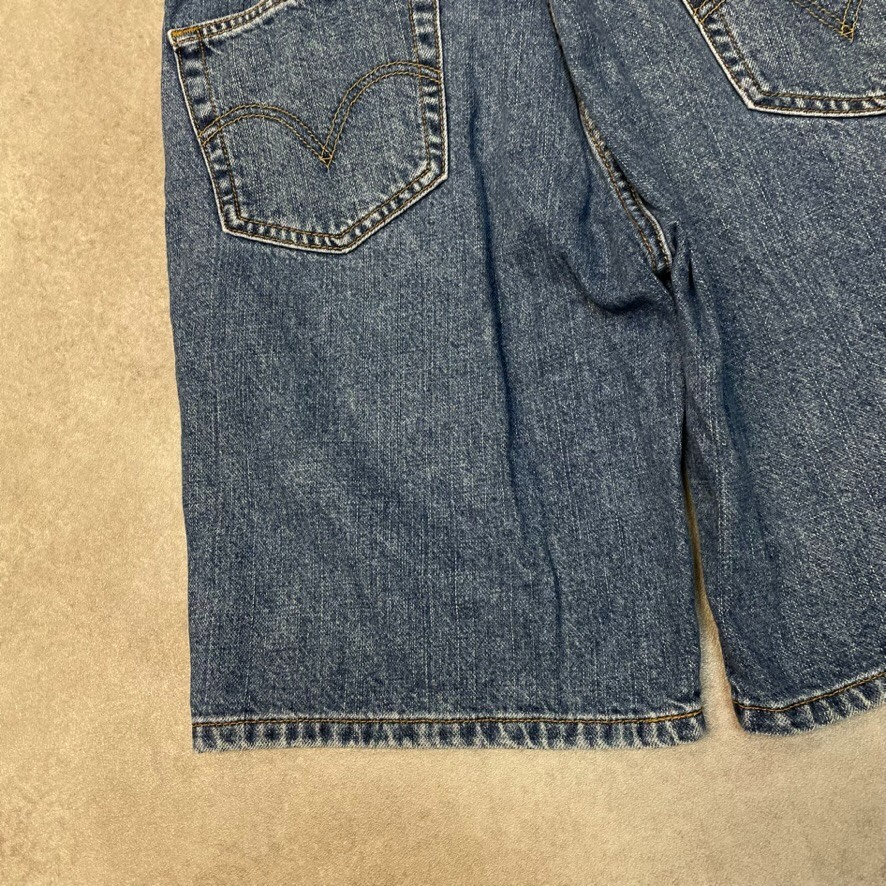 Levis 505 Denim Shorts Mens Jorts USA Baggy 90s Vintage Bottoms, Blue 36" image 7