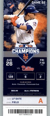 Philadelphia Phillies vs New York Mets 8/26/2016 Full Ticket - Jose Reyes HR