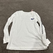 NWT VINEYARD VINES WHITE LS TOP W/ Floral Whale 14 Girls