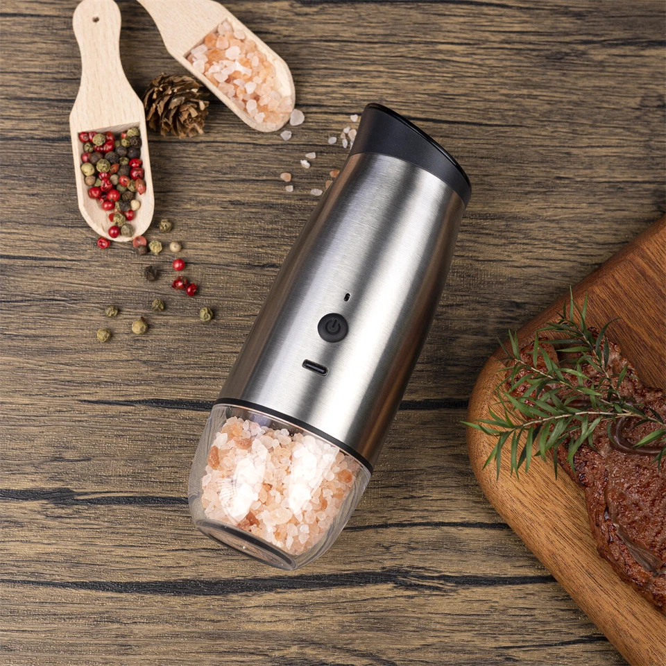 Molinillo eléctrico de metal automático tabaco hierba pimienta sal molino luz eléctrica Foto 2 de 4