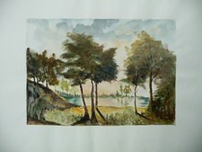 Lot de deux grandes aquarelles Denise Guenat 