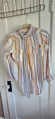 Thread & Supply Shirt Womens Small Button Up Tie Waist roll tab sleeves
