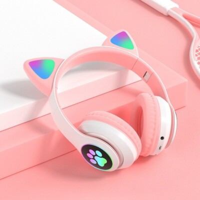 Wireless headphones with ears Cat STN-28 Pink