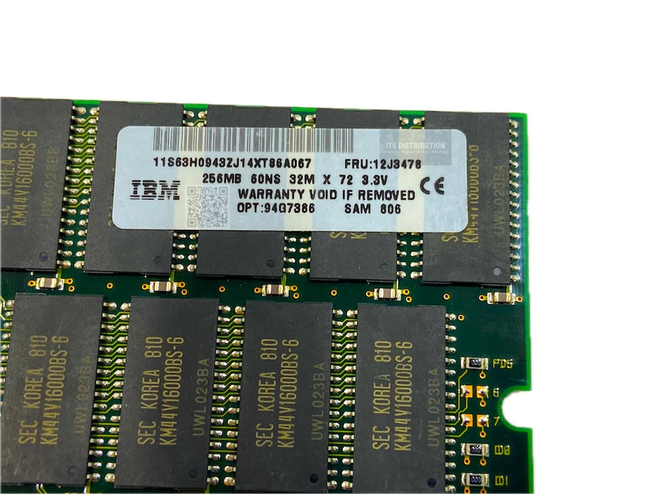 94G7386 I GENUINE IBM 1GB 4x256MB ECC 60NS Memory 12J3478 EDO DRAM DIMM - Image 3 of 4