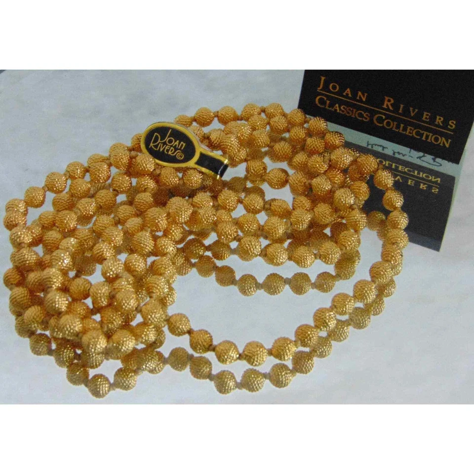 Collar Joan Rivers Cuentas Doradas 45" Cuentas Torsade Twister De Colección